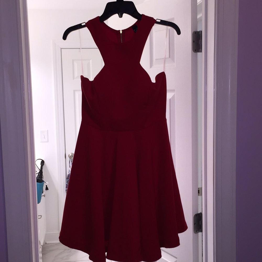red semi-formal cocktail dress